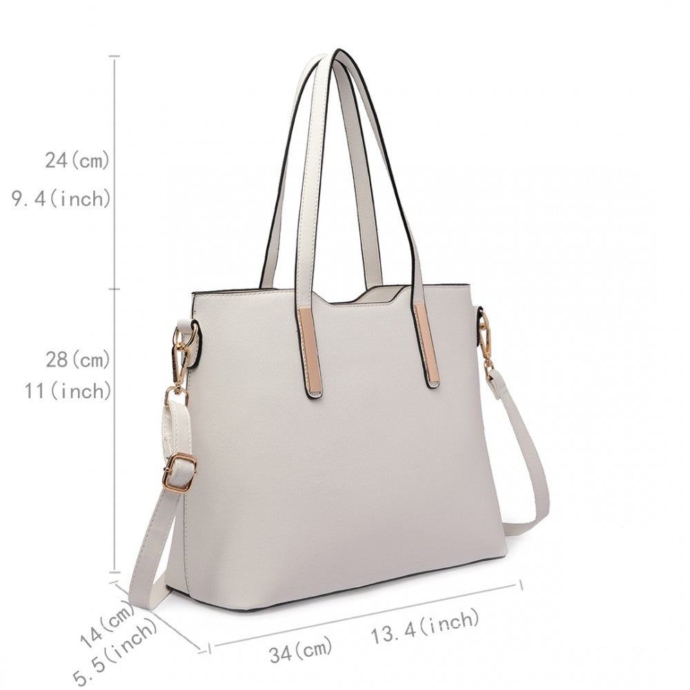 Geanta dama, de umar cu borseta si clutch, set din 3 piese, din piele ecologica texturata rezistenta la stropi, Miss Lulu LT6648
