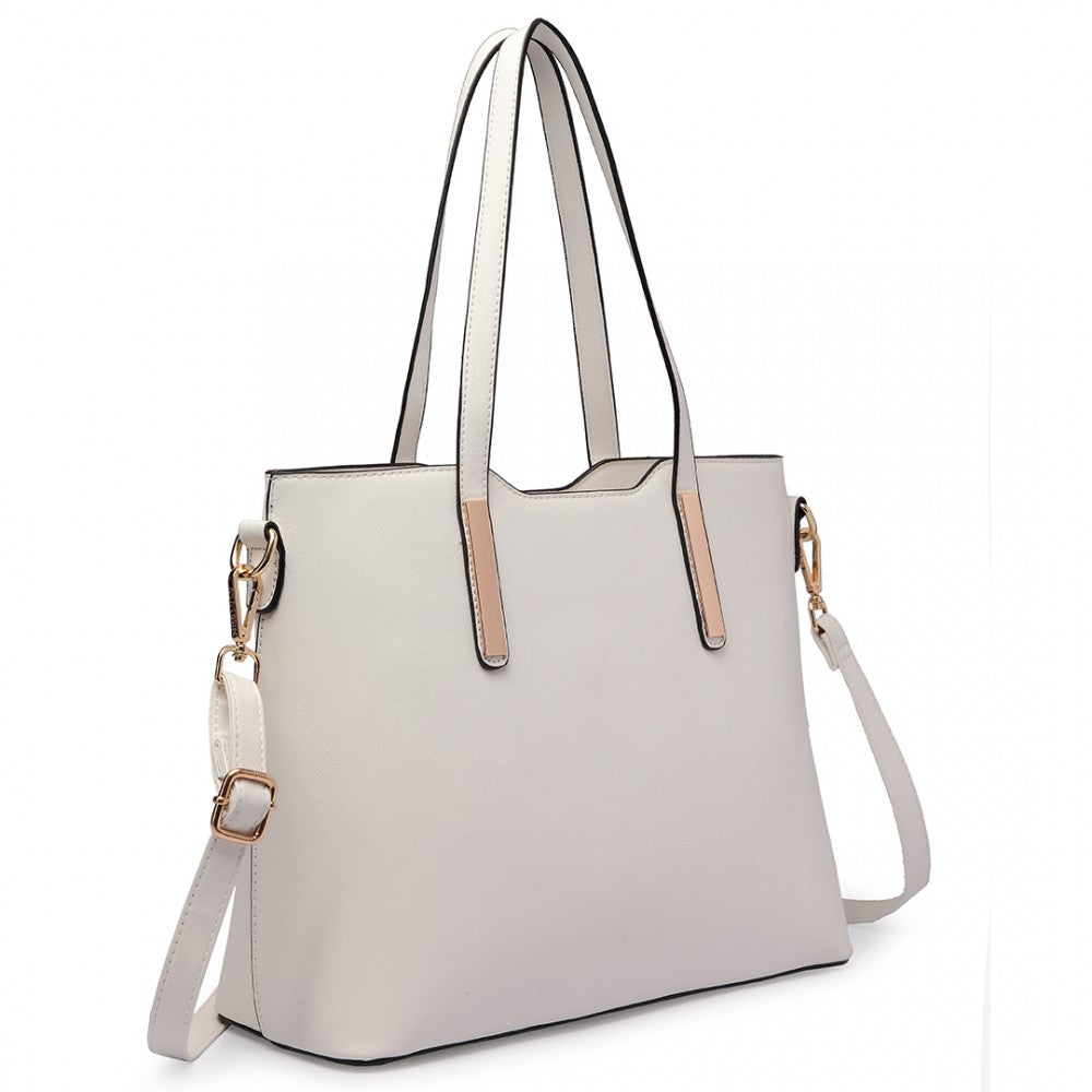 Geanta dama, de umar cu borseta si clutch, set din 3 piese, din piele ecologica texturata rezistenta la stropi, Miss Lulu LT6648