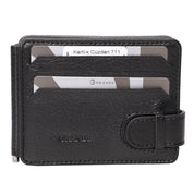 Portcard unisex, piele naturala, reversibil, cu clapa metalica pentru bancnote 711