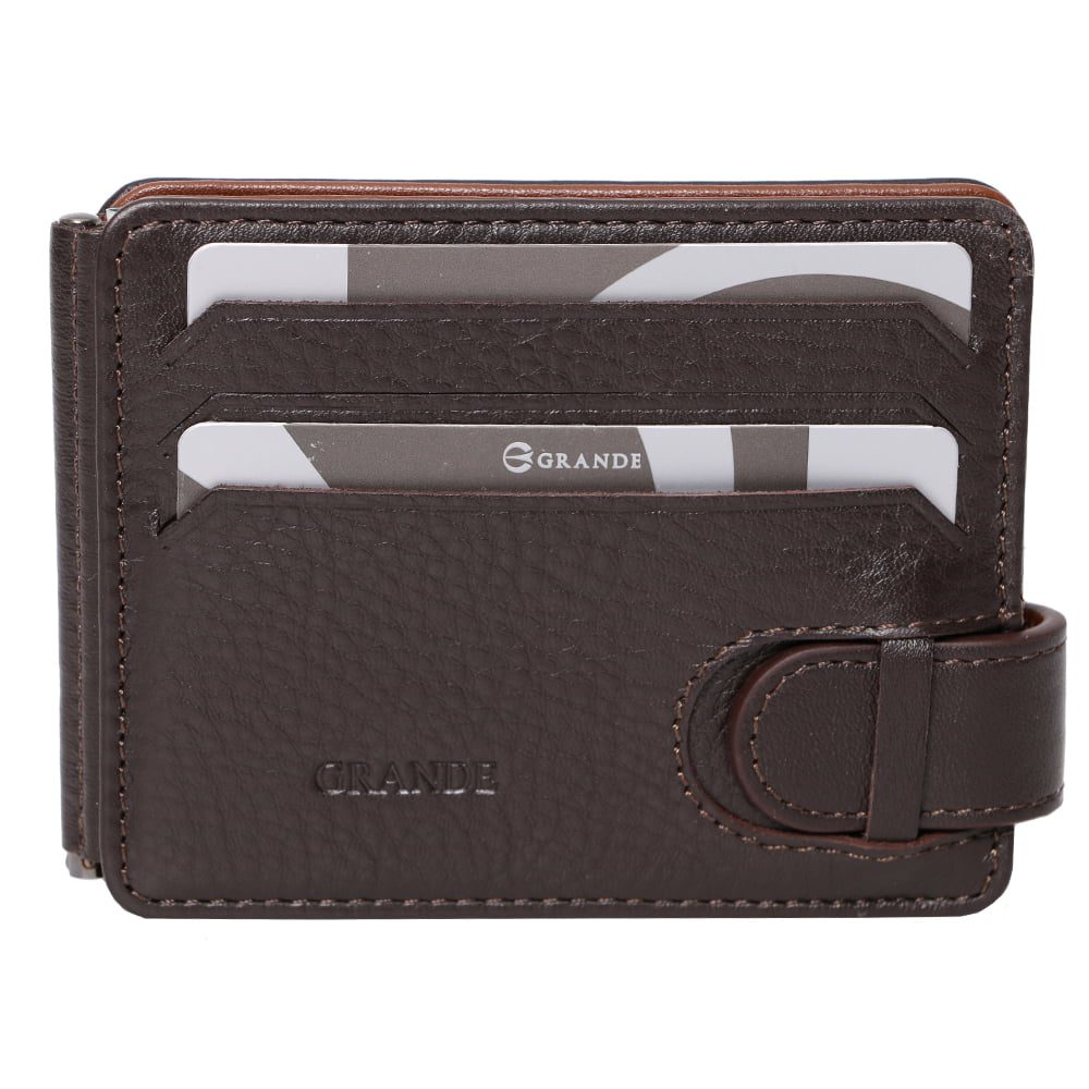 Portcard unisex, piele naturala, reversibil, cu clapa metalica pentru bancnote 711