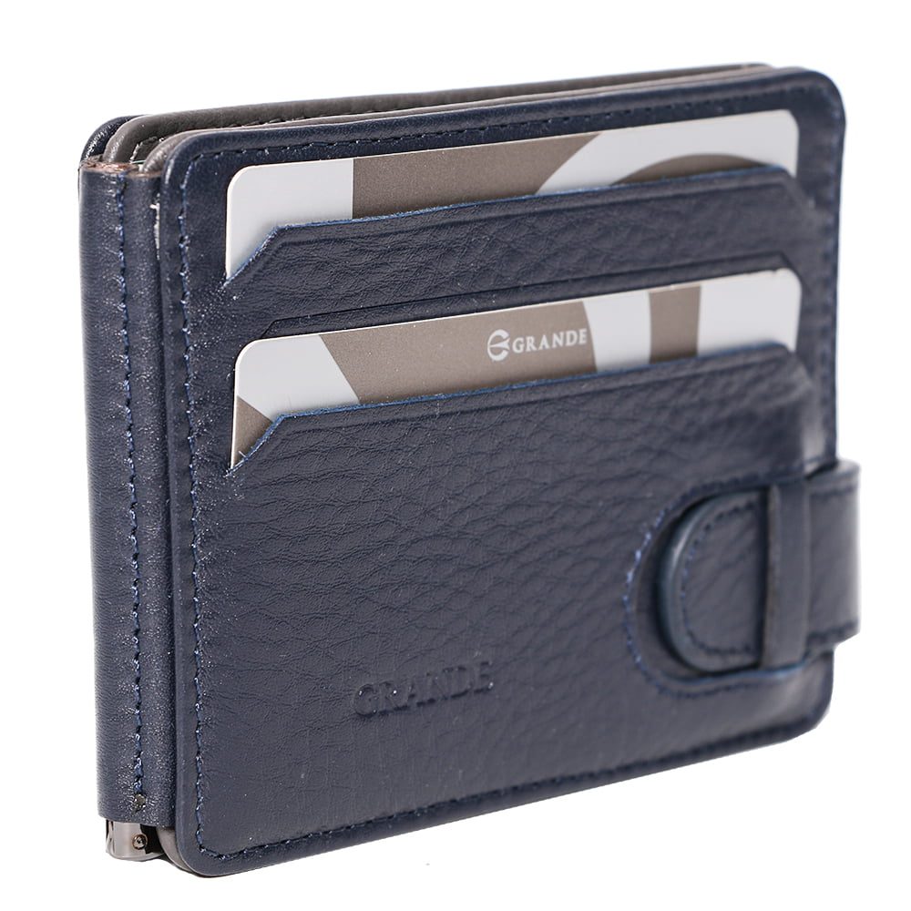 Portcard unisex, piele naturala, reversibil, cu clapa metalica pentru bancnote 711