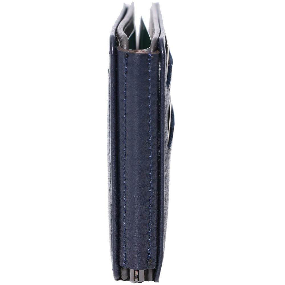 Portcard unisex, piele naturala, reversibil, cu clapa metalica pentru bancnote 711