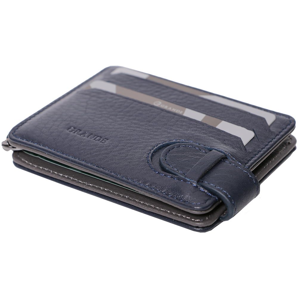 Portcard unisex, piele naturala, reversibil, cu clapa metalica pentru bancnote 711
