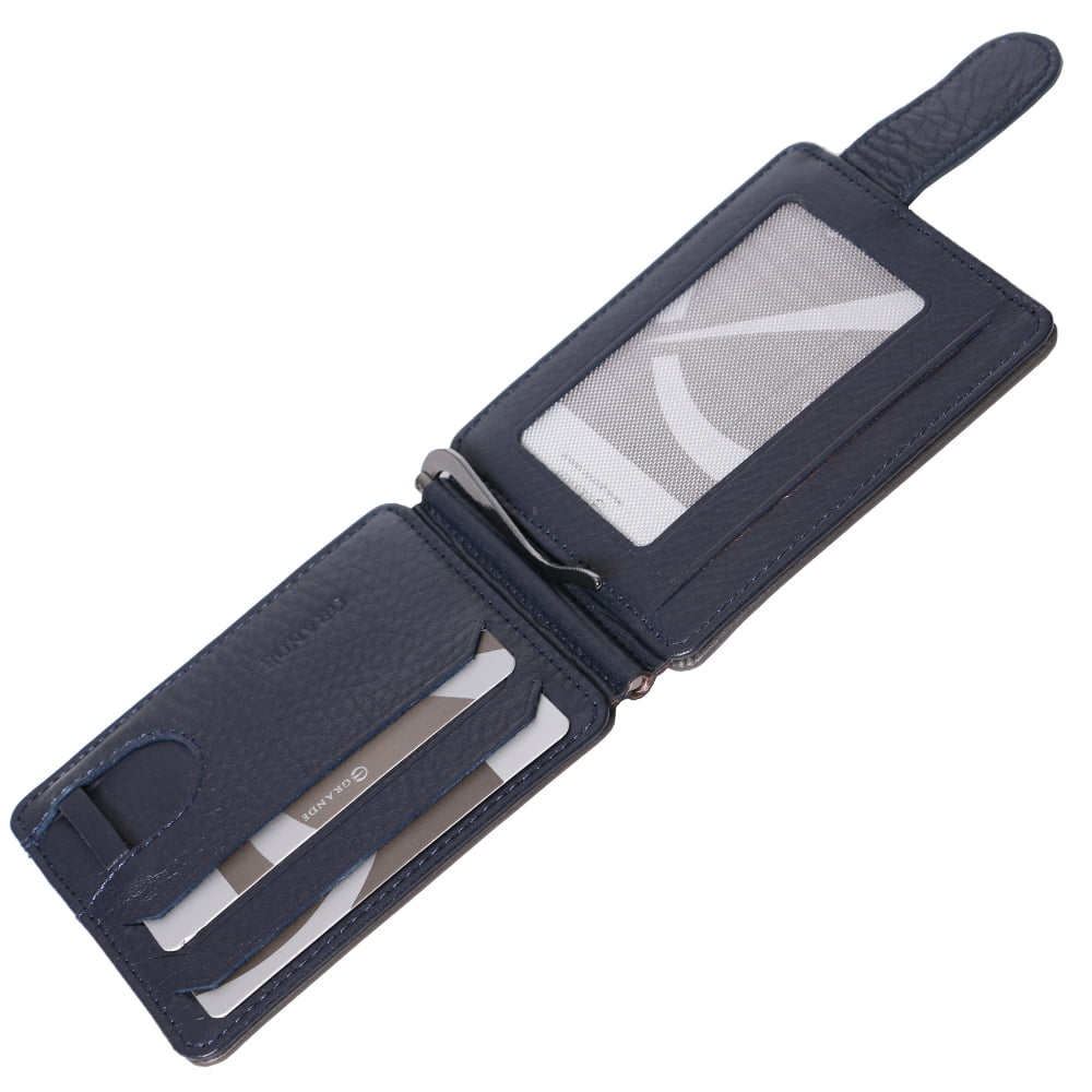 Portcard unisex, piele naturala, reversibil, cu clapa metalica pentru bancnote 711