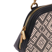 Geanta crossbody pentru dama din piele eco si rafie cu motive etnice, David Jones, AB-6757-2