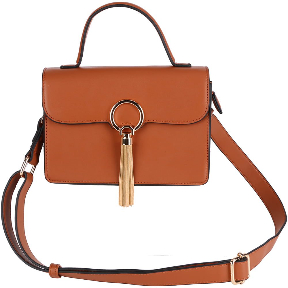 Geanta pentru dama, crossbody cu ciucure metalic, din piele ecologica Paula Rossi AB-B8800