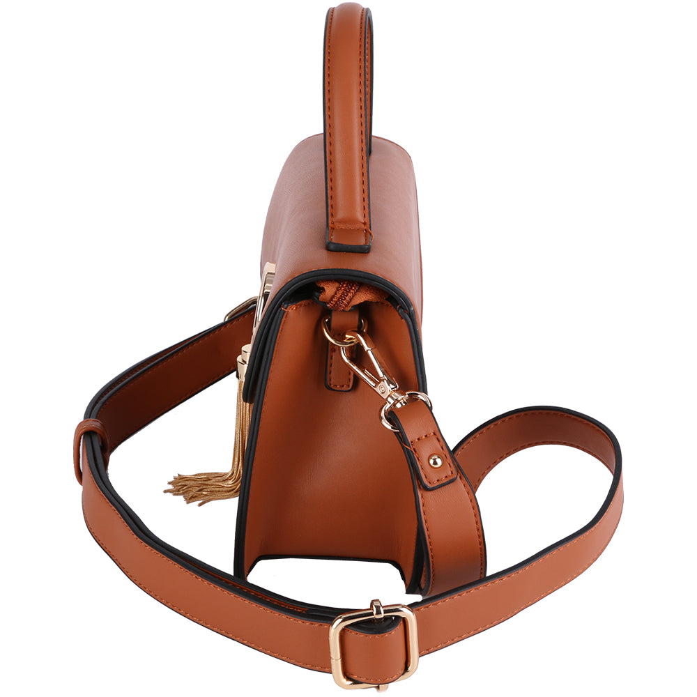 Geanta pentru dama, crossbody cu ciucure metalic, din piele ecologica Paula Rossi AB-B8800