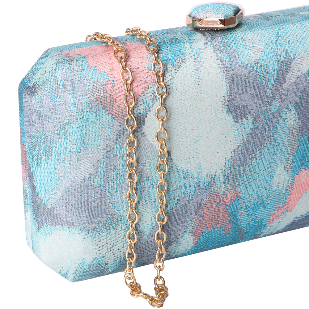 Geanta Clutch cu detalii imprimate, din tetasura moale, Paula Rossi AD-23026