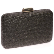 Geanta Clutch eleganta, cu efect de rafie neagra si fire aurii, AD-41379