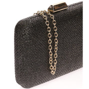 Geanta Clutch eleganta, cu efect de rafie neagra si fire aurii, AD-41379