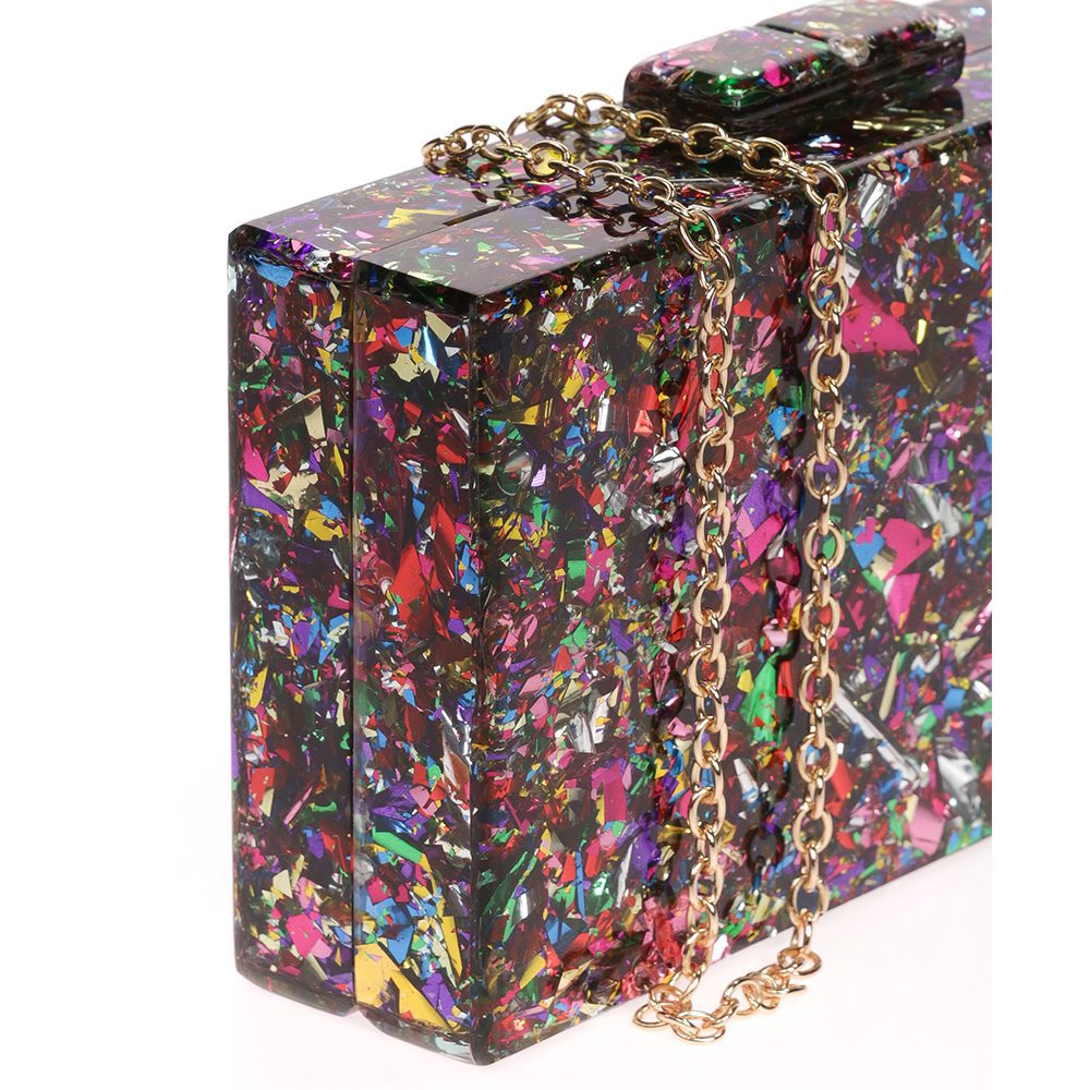 Geanta Clutch cu efect confetti, din plastic AD-61017