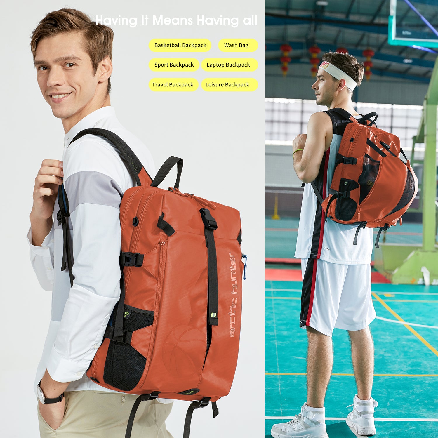 Rucsac sport unisex, din poliester rezistent la stropi, bine organizat Arctic Hunter B00391