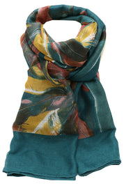 Esarfa dama, casual eleganta din poliester, cu imprimeu colorat pene, sezon rece ROCS B064