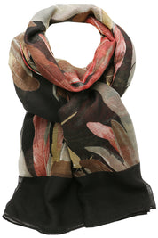 Esarfa dama, casual eleganta din poliester, cu imprimeu colorat pene, sezon rece ROCS B064