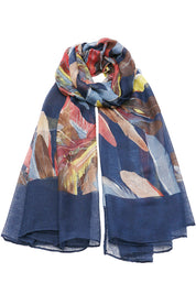 Esarfa dama, casual eleganta din poliester, cu imprimeu colorat pene, sezon rece ROCS B064