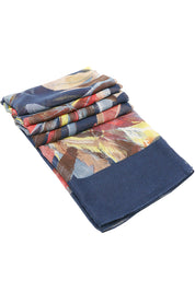 Esarfa dama, casual eleganta din poliester, cu imprimeu colorat pene, sezon rece ROCS B064