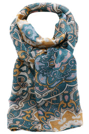 Esarfa dama, eleganta din poliester, cu imprimeu flori orientale, sezon rece ROCS B066