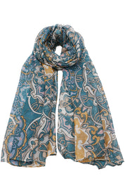 Esarfa dama, eleganta din poliester, cu imprimeu flori orientale, sezon rece ROCS B066