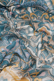 Esarfa dama, eleganta din poliester, cu imprimeu flori orientale, sezon rece ROCS B066