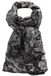 Esarfa dama, eleganta din poliester, cu imprimeu flori orientale, sezon rece ROCS B066