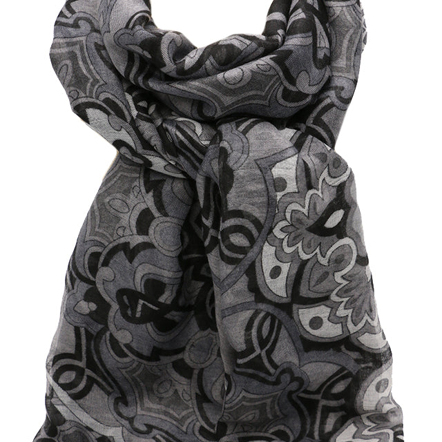 Esarfa dama, eleganta din poliester, cu imprimeu flori orientale, sezon rece ROCS B066