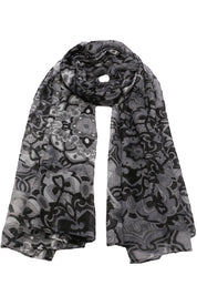 Esarfa dama, eleganta din poliester, cu imprimeu flori orientale, sezon rece ROCS B066