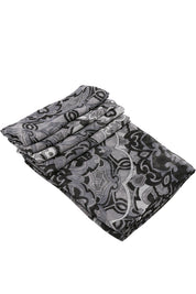 Esarfa dama, eleganta din poliester, cu imprimeu flori orientale, sezon rece ROCS B066
