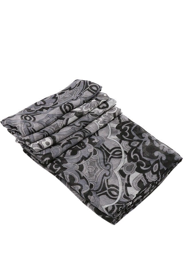 Esarfa dama, eleganta din poliester, cu imprimeu flori orientale, sezon rece ROCS B066