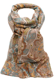Esarfa dama, eleganta din poliester, cu imprimeu flori orientale, sezon rece ROCS B066