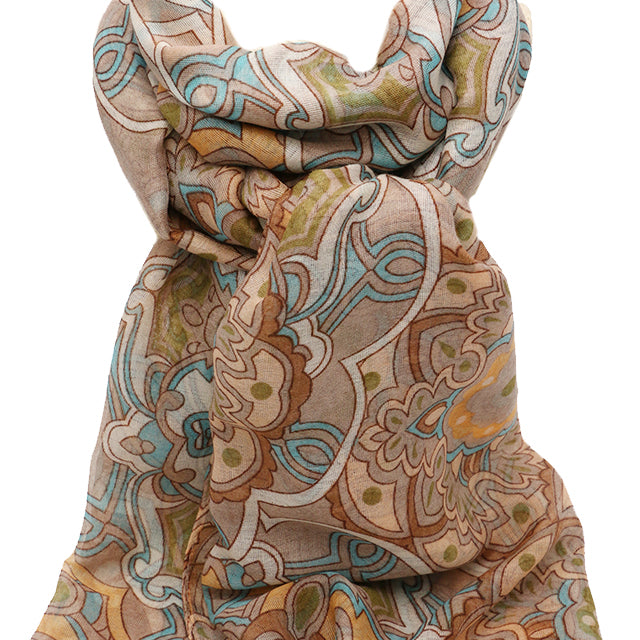 Esarfa dama, eleganta din poliester, cu imprimeu flori orientale, sezon rece ROCS B066