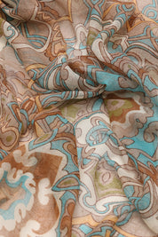 Esarfa dama, eleganta din poliester, cu imprimeu flori orientale, sezon rece ROCS B066