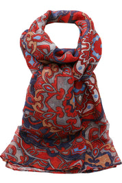 Esarfa dama, eleganta din poliester, cu imprimeu flori orientale, sezon rece ROCS B066