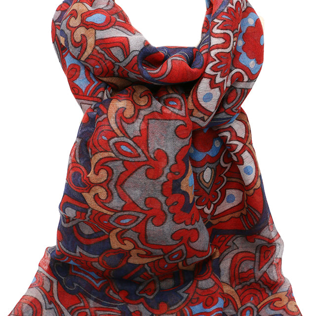 Esarfa dama, eleganta din poliester, cu imprimeu flori orientale, sezon rece ROCS B066