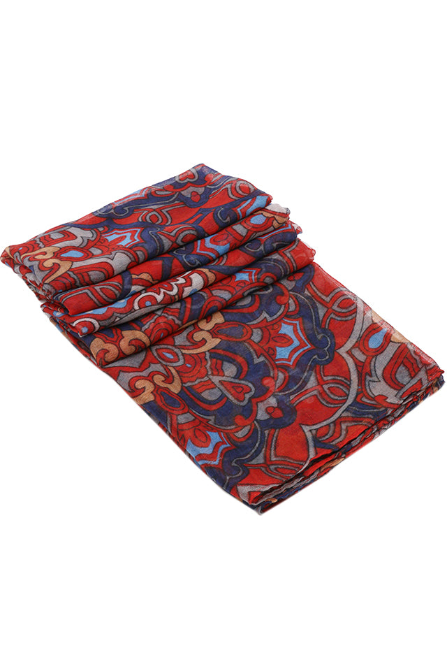 Esarfa dama, eleganta din poliester, cu imprimeu flori orientale, sezon rece ROCS B066