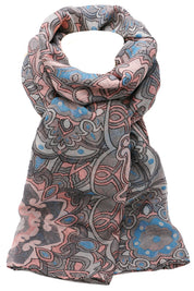Esarfa dama, eleganta din poliester, cu imprimeu flori orientale, sezon rece ROCS B066