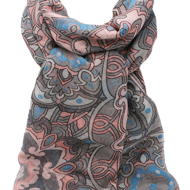 Esarfa dama, eleganta din poliester, cu imprimeu flori orientale, sezon rece ROCS B066