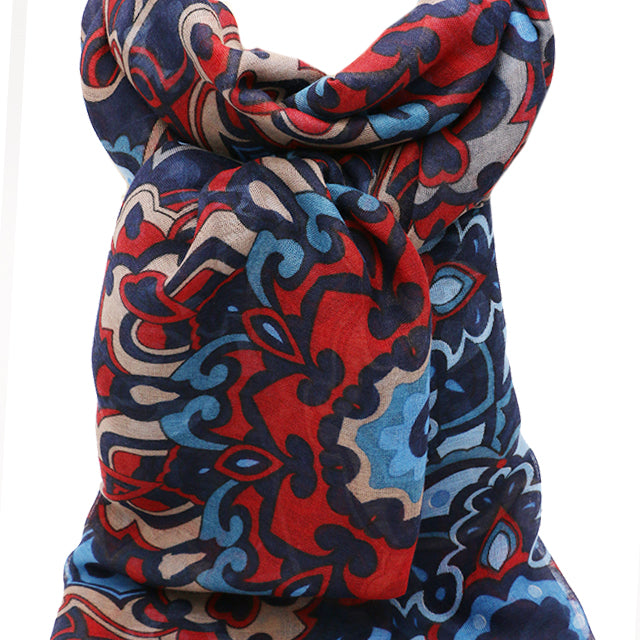 Esarfa dama, eleganta din poliester, cu imprimeu flori orientale, sezon rece ROCS B066