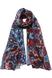Esarfa dama, eleganta din poliester, cu imprimeu flori orientale, sezon rece ROCS B066