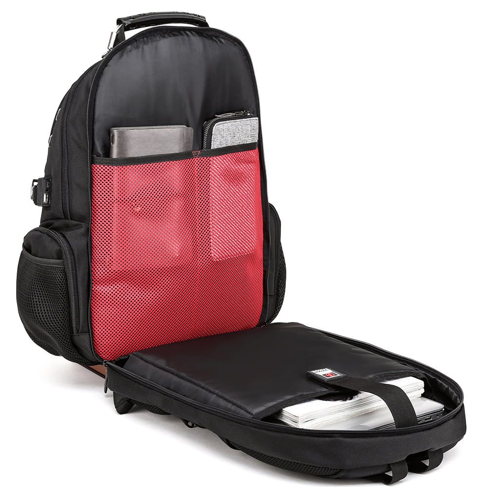 Rucsac multifunctional pentru calatorii, model casual, cu port USB Jack, din poliester rezistent la apa, spate respirabil cu buzunar antifurt BANGE BG1901