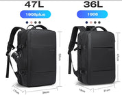 Rucsac pentru calatorii, multifunctional pentru avion, bagaj de mana sau cabina, extensibil pentru voiaj, rezistent la stropi de apa, USB, BANGE BG1908