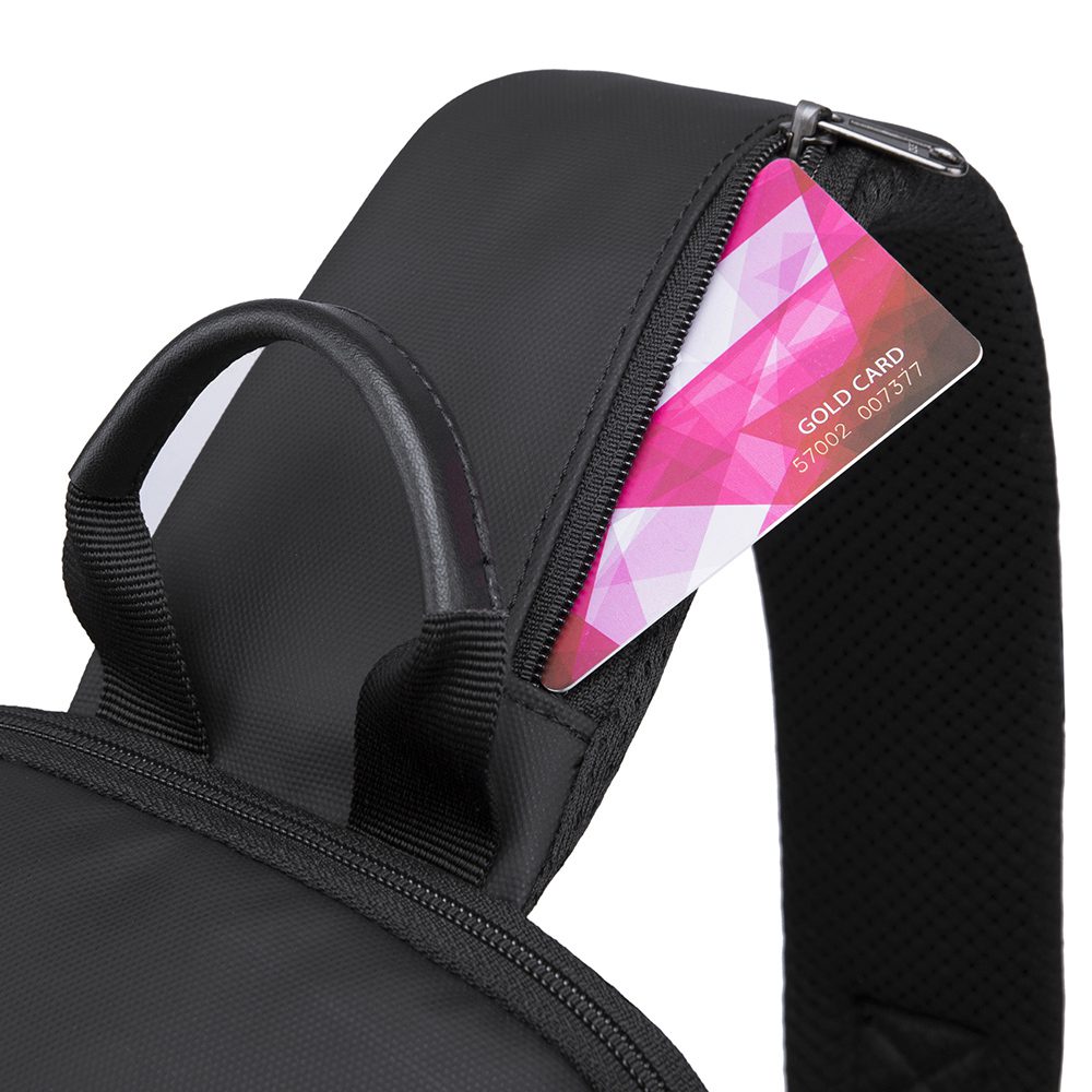Geanta crossbody, tip rucsac unisex, cu port USB si buzunar ascuns pe spate, din poliester rezistent la stropi, BANGE BG1910