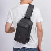 Geanta crossbody, tip rucsac unisex, cu port USB si buzunar ascuns pe spate, din poliester rezistent la stropi, BANGE BG1910