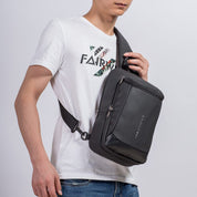 Geanta crossbody, tip rucsac unisex, cu port USB si buzunar ascuns pe spate, din poliester rezistent la stropi, BANGE BG1910