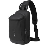 Geanta crossbody, tip rucsac unisex, cu port USB si buzunar ascuns pe spate, din poliester rezistent la stropi, BANGE BG1910