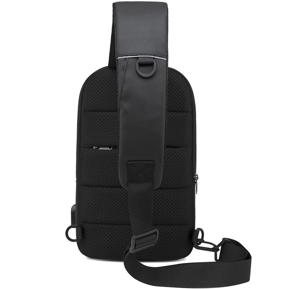 Geanta crossbody, tip rucsac unisex, cu port USB si buzunar ascuns pe spate, din poliester rezistent la stropi, BANGE BG1910