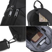 Rucsac unisex crossbody, din poliester rezistent la apa cu port USB si buzunar ascuns pe spate, BANGE BG1912