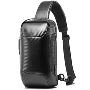 Rucsac crossbody pentru barbati, din poliester este rezistent la stropi, spate moale cu buzunar antifurt, lacat TSA si port USB, BANGE BG22085