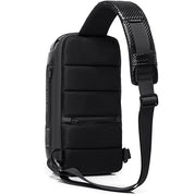 Rucsac crossbody pentru barbati, din poliester este rezistent la stropi, spate moale cu buzunar antifurt, lacat TSA si port USB, BANGE BG22085