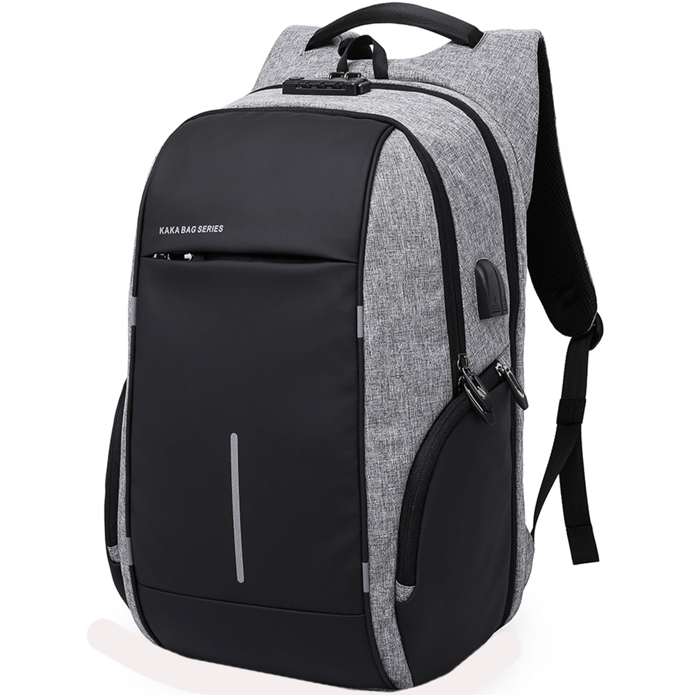 Rucsac unisex smart casual BANGE, din poliester, rezistent la apa, cu lacat TSA si port USB, BG2215-9
