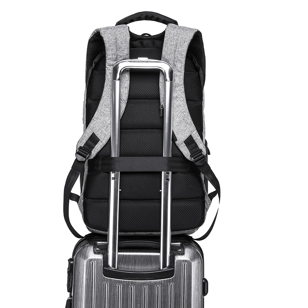 Rucsac unisex smart casual BANGE, din poliester, rezistent la apa, cu lacat TSA si port USB, BG2215-9